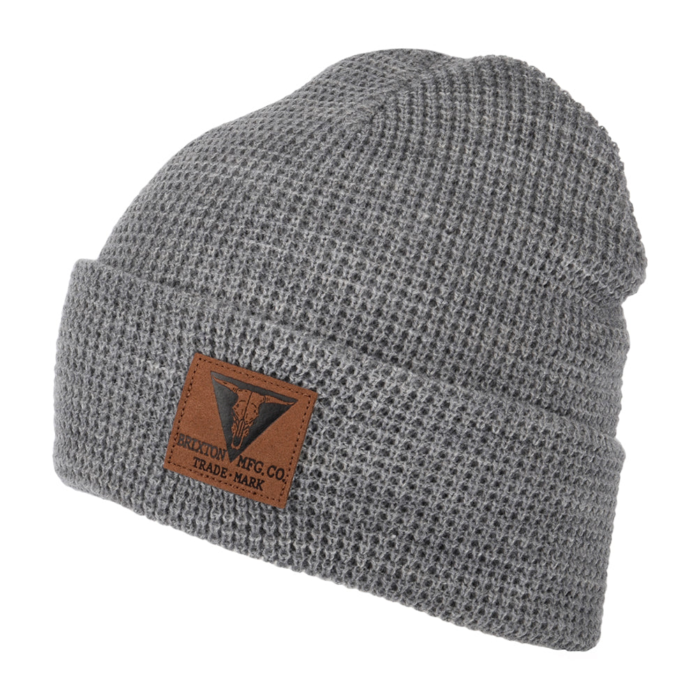 Brixton Galveston Beanie Mütze und Waffelstrickmuster - Meliertes Hellgrau